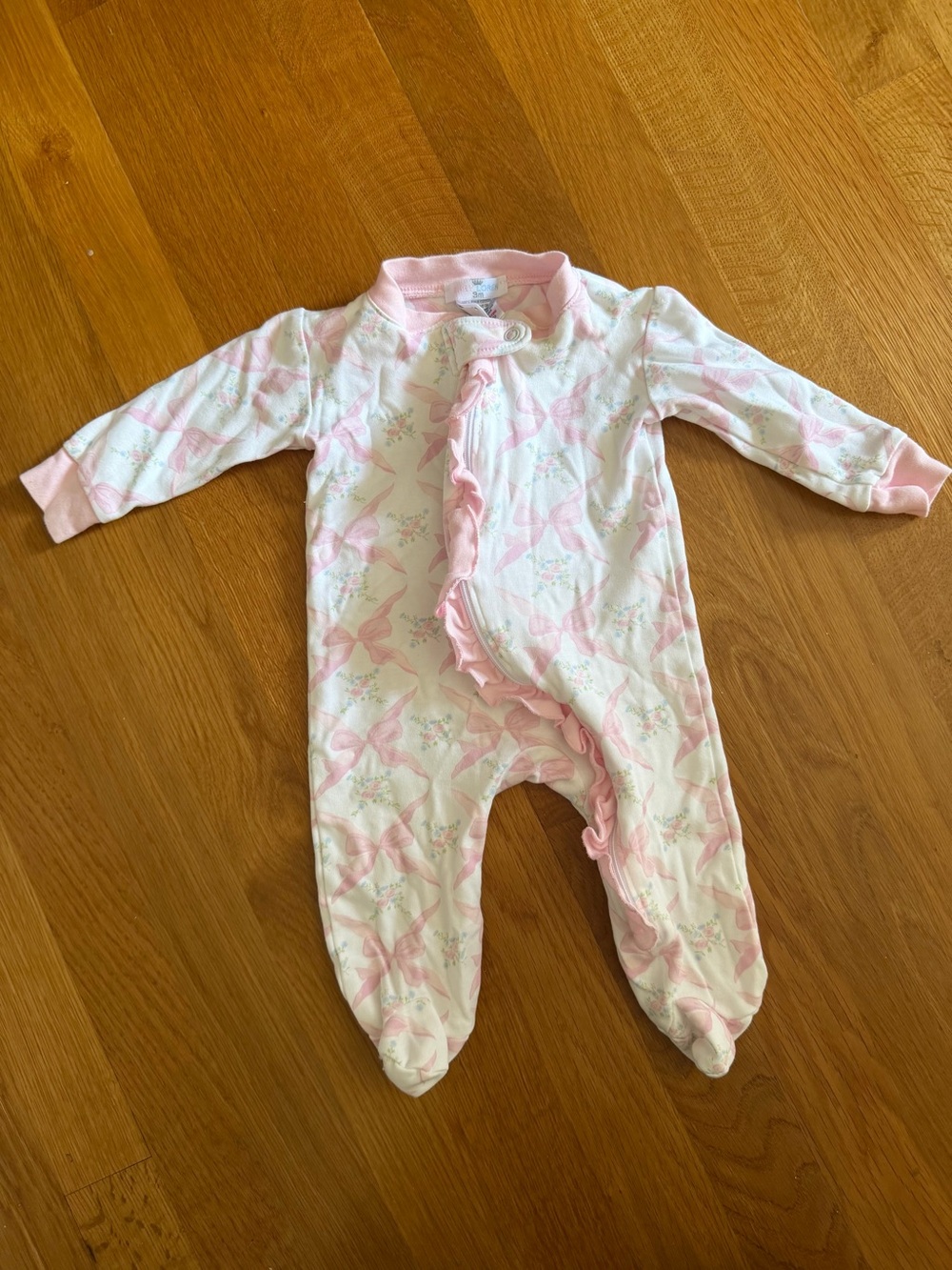 Baby Loren Pink Bow onesie pajamas - Picture 3 of 5